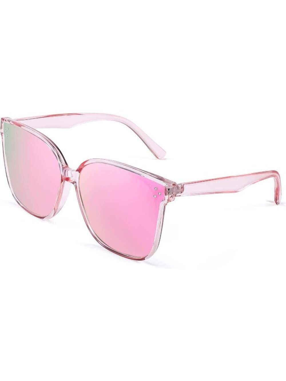 Women's Clear Pink Square Oversized Polarized Sunglasses Minimalist Style B2600
